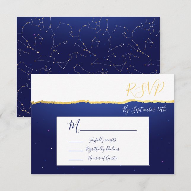 Cartes de réponse Mariage des étoiles de Zodiac cé (Devant / Derrière)