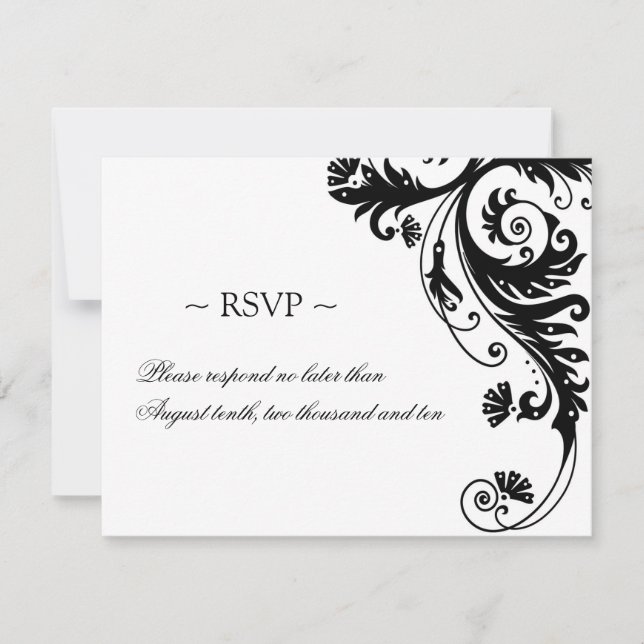 Cartes de réponse Mariage noir et blanc (Devant)