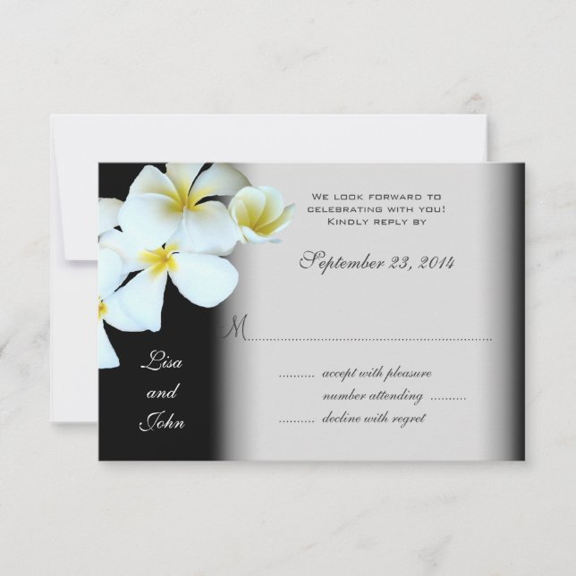 Cartes de réponse pour invitation de mariage noir  (Devant)