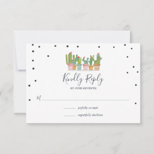 Cartes de réponse pour la fête prénuptiale Cactus 