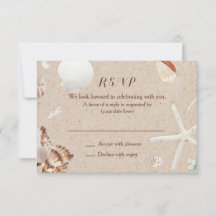 Cartes de réponse pour mariage Coquillages et étoi