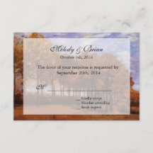 Cartes de réponse pour mariage d'automne. Paysage