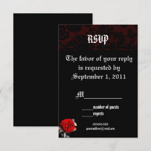 Cartes de réponse pour mariage gothique avec rose 