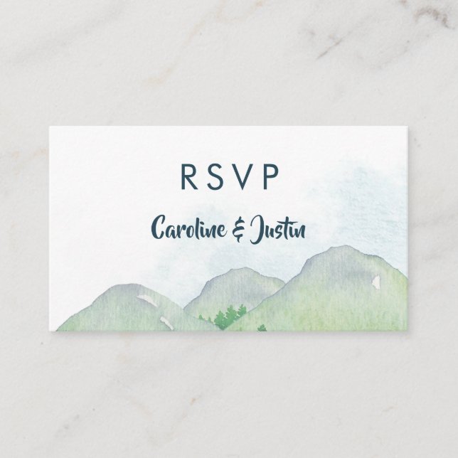 Cartes de réponse pour petit mariage dans les Mont (Devant)