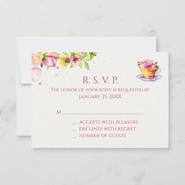 Cartes de réponse pour thé à la fleur (Devant)