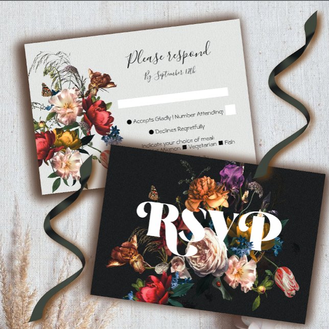 Cartes de réponse Rembrandt Floral Mariage RSVP (Créateur téléchargé)