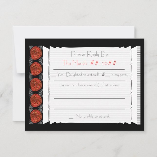 Cartes de réponse Roses Déco (Devant)