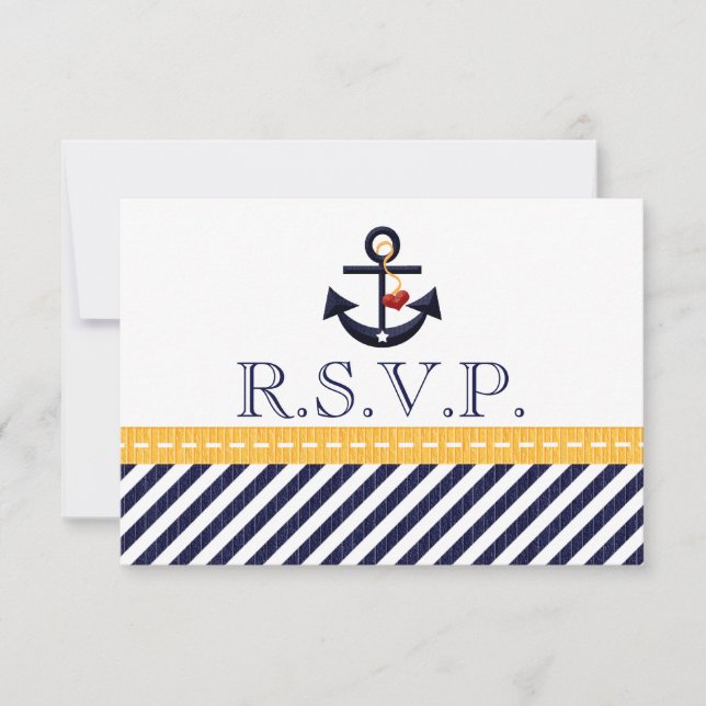 Cartes de réponse RSVP Ancre nautique (Devant)