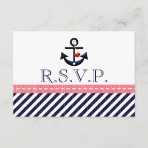 Cartes de réponse RSVP Ancre Nautique de la Marine