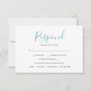Cartes de réponse RSVP bleu turquoise