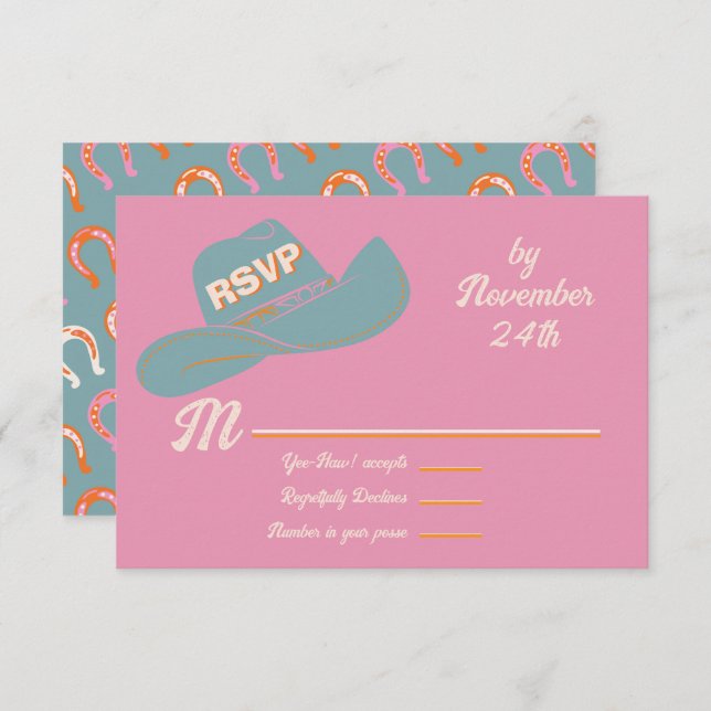 Cartes de réponse Rsvp Casquette occidental Bold C (Devant / Derrière)