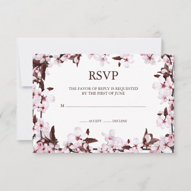 Cartes de réponse RSVP de la frontière de fleurs d (Devant)