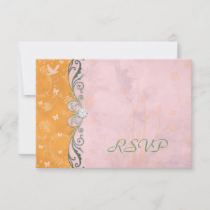 Cartes de réponse RSVP de mariage florales orange 