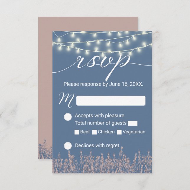Cartes de réponse RSVP de mariage rustique floral  (Devant / Derrière)