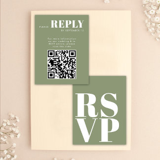 Cartes de réponse RSVP de style vert sauge avec QR