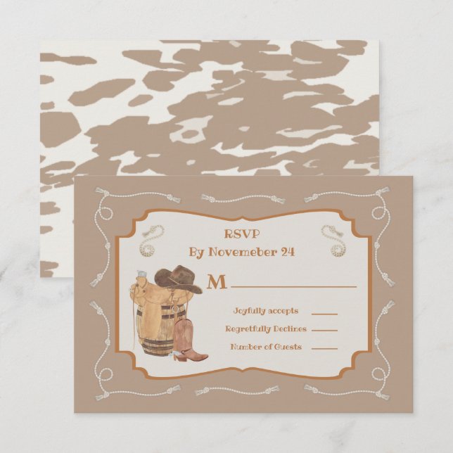 Cartes de réponse RSVP de Western Cowboy Wedding (Devant / Derrière)