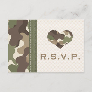Cartes de réponse RSVP du coeur Camo Camouflage