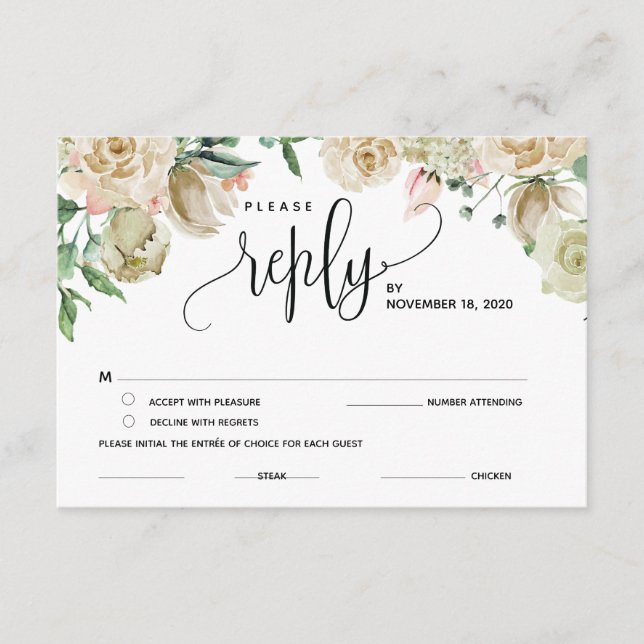 Cartes de réponse, RSVP, Enclosure Cards (Devant)