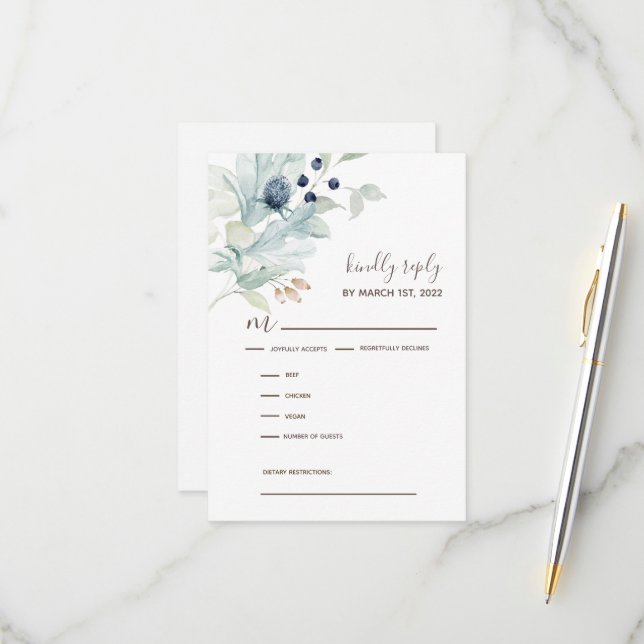 Cartes de réponse RSVP faire-part de mariage (Devant/Arrière en situation)