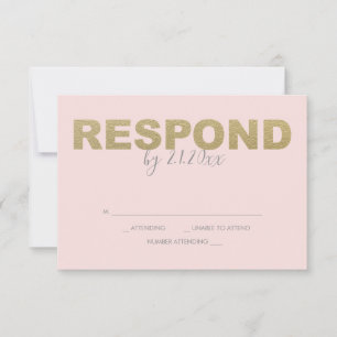 Cartes de réponse RSVP Faux Or et Rose
