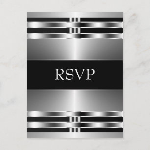 Cartes de réponse RSVP noir argent