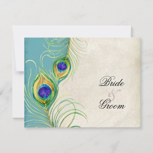 Cartes de réponse RSVP Peacock Feathers (Devant)