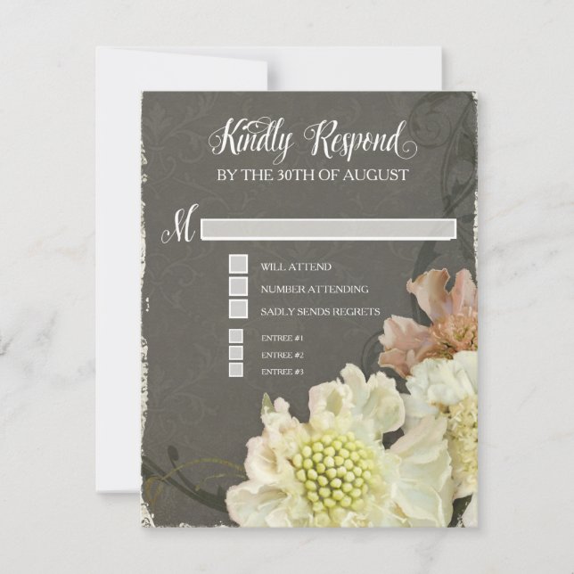 Cartes de réponse RSVP Plutôt Moderne Fleurit (Devant)