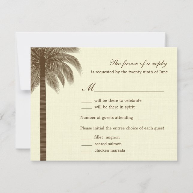Cartes de réponse RSVP pour mariage à Palm Beach - (Devant)