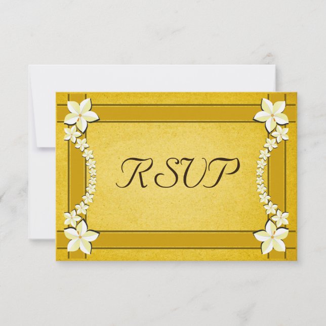 Cartes de réponse RSVP pour mariage floral en or r (Devant)
