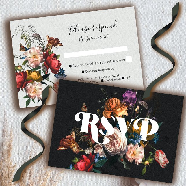 Cartes de réponse RSVP pour mariage floral Rembran (Créateur téléchargé)