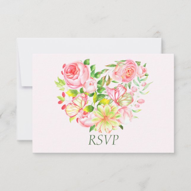 Cartes de réponse RSVP Rose Rose Douce (Devant)