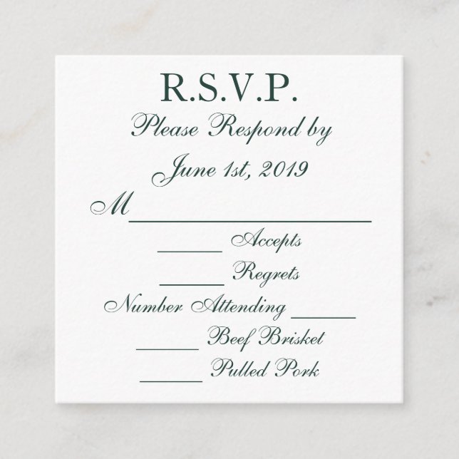 Cartes de réponse RSVP vert et blanc de Baylor (Devant)