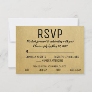 Cartes de réponse RSVP vintage avec choix de repas