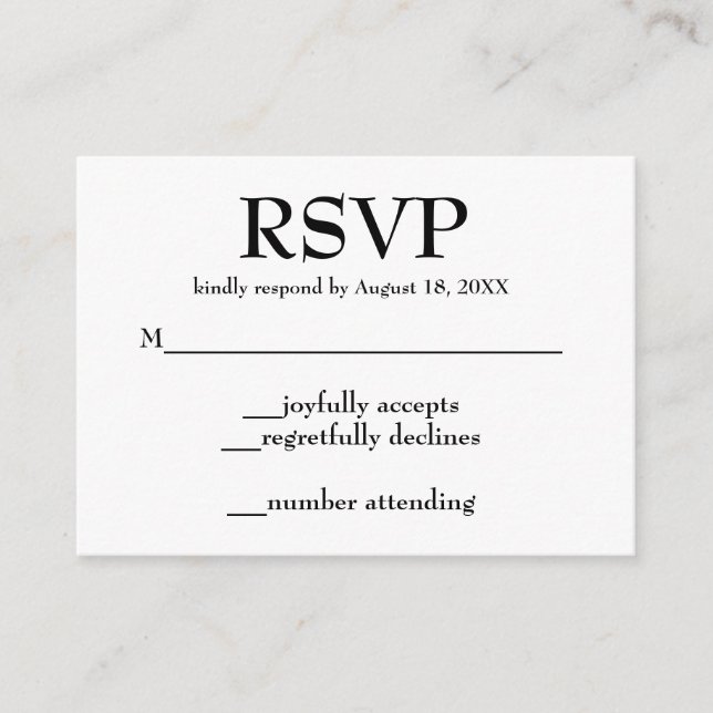 Cartes de réponse simples pour mariage (Devant)