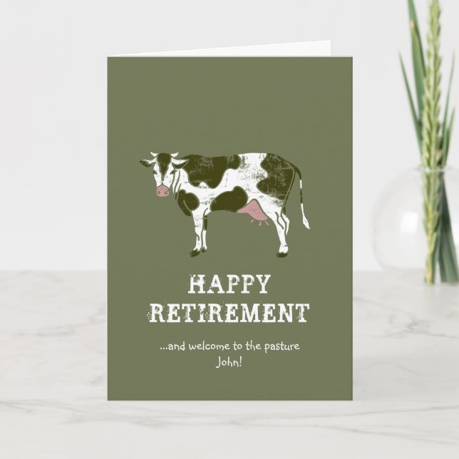 Cartes de retraite heureuses | Vache de pâturage r (Devant)