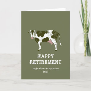 Cartes de retraite heureuses   Vache de pâturage r