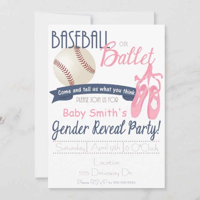 Cartes de révélation de genre du baseball ou du ba (Devant)