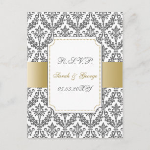 cartes de rsvp de mariage de mod d'or