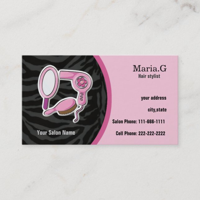 Cartes de salon de coiffure rose avec rendez-vous  (Devant)