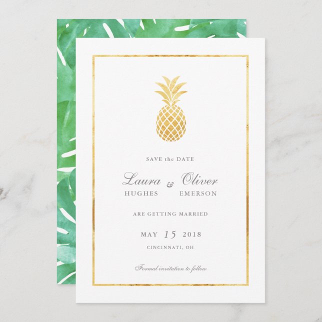 Cartes de sauvegarde à date Gold Pineapple (Devant / Derrière)