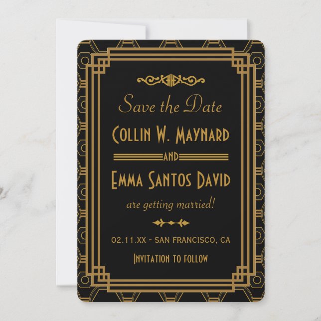 Cartes de sauvegarde Art Déco noir (Devant)