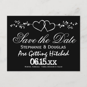 Cartes de sauvegarde de date à double cœur noir
