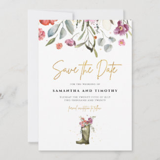 Cartes de sauvegarde de date de bottes de Wellingt