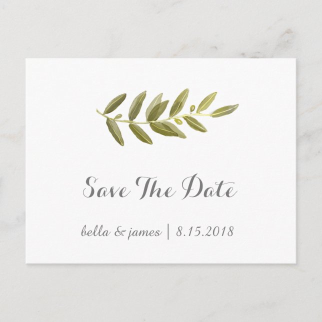 Cartes de sauvegarde de date de branche d'olive mi (Devant)