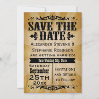 Cartes de sauvegarde de date de style vintage camp