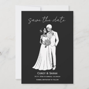 Cartes de sauvegarde de date d'Halloween squelette