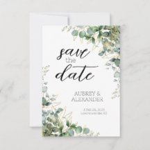 Cartes de sauvegarde de date élégantes Eucalyptus