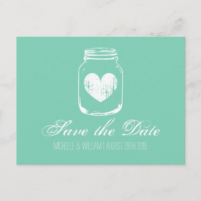 Cartes de sauvegarde de date en bocaux mason chic  (Devant)