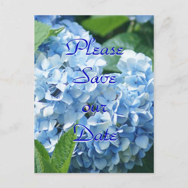 Cartes de sauvegarde de date hydrangeas bleus - pe (Devant)