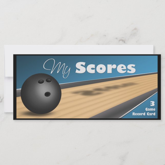 Cartes de score de Bowling bleu personnalisées (Devant)